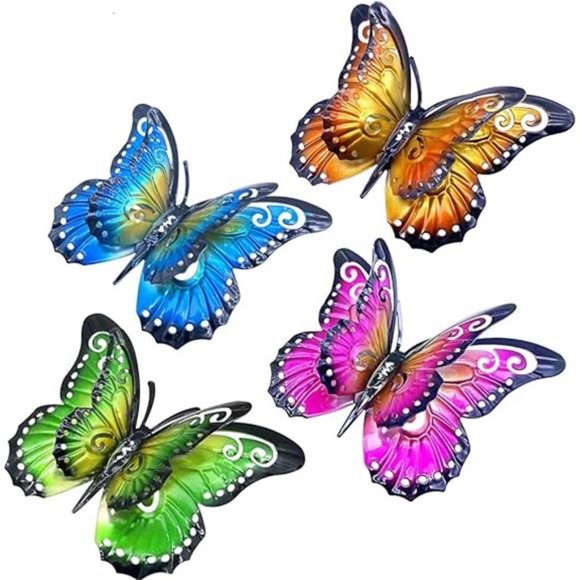 Metal Butterfly Wall Art Decor-6.5" Outdoor Fence Decoration, Hanging for Garden - Picture 7 of 7